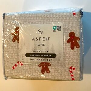 Gingerbread & Candy Canes Turkish Flannel Full Sheet Set New
